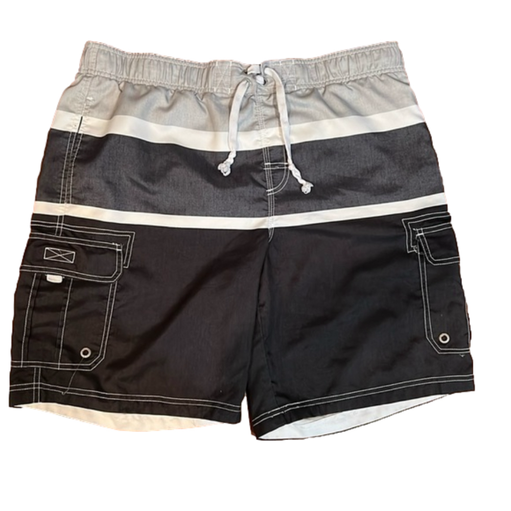 OP mens large 36 to 38 gray white and black board shorts